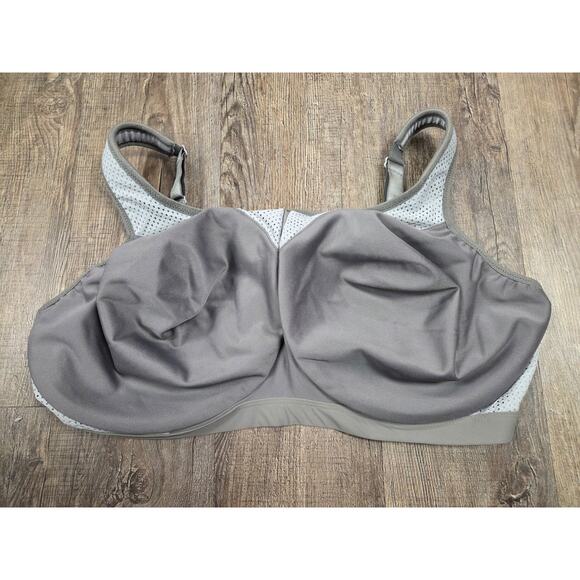 GLAMORISE High Impact UNDERWIRE Sports Bra 9066 GRAY Size 46H - Picture 1 of 7